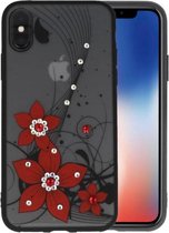 Diamant Narcis Hoesjes Cases voor iPhone X Rood