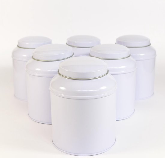 6 Stuks - Theeblikken zwart - Theeblik 100 gram - Theedoos - Theeblik met binnendeksel - Bewaarblik - Voorraadbussen - Opbergbak - Voorraadbus - Kerstcadeau - Kerstpakket - Kerstpakket vrouw