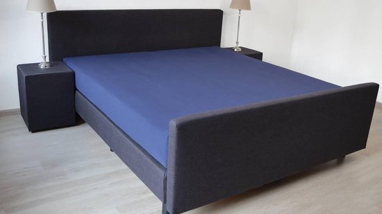 Snoozing - Hoeslaken - Lits jumeaux - 160x220 cm - Coton percale - Marine