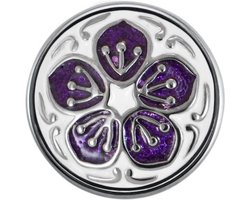 Quiges - Dames Click Button Drukknoop 18mm Bloem Paars/Wit - EBCM057