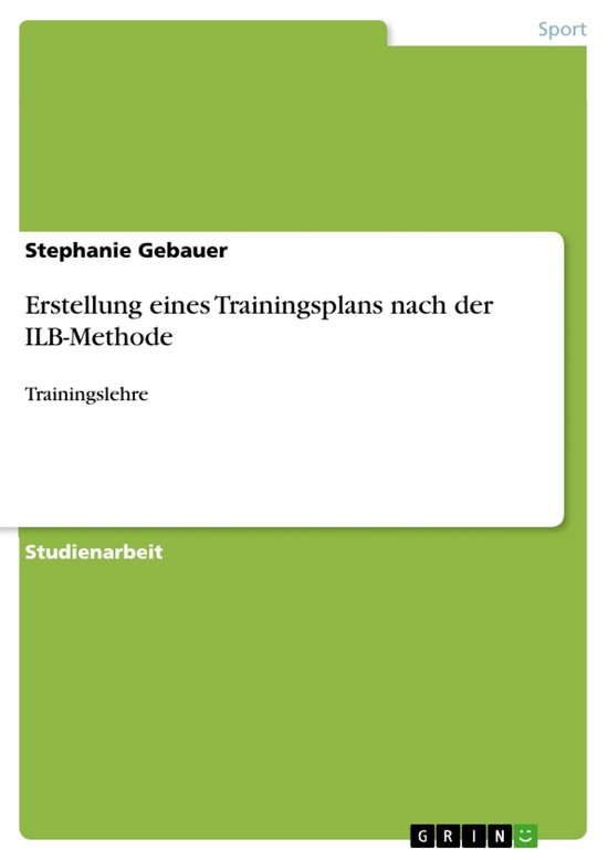 Erstellung eines Trainingsplans nach der ILB-Methode - cover