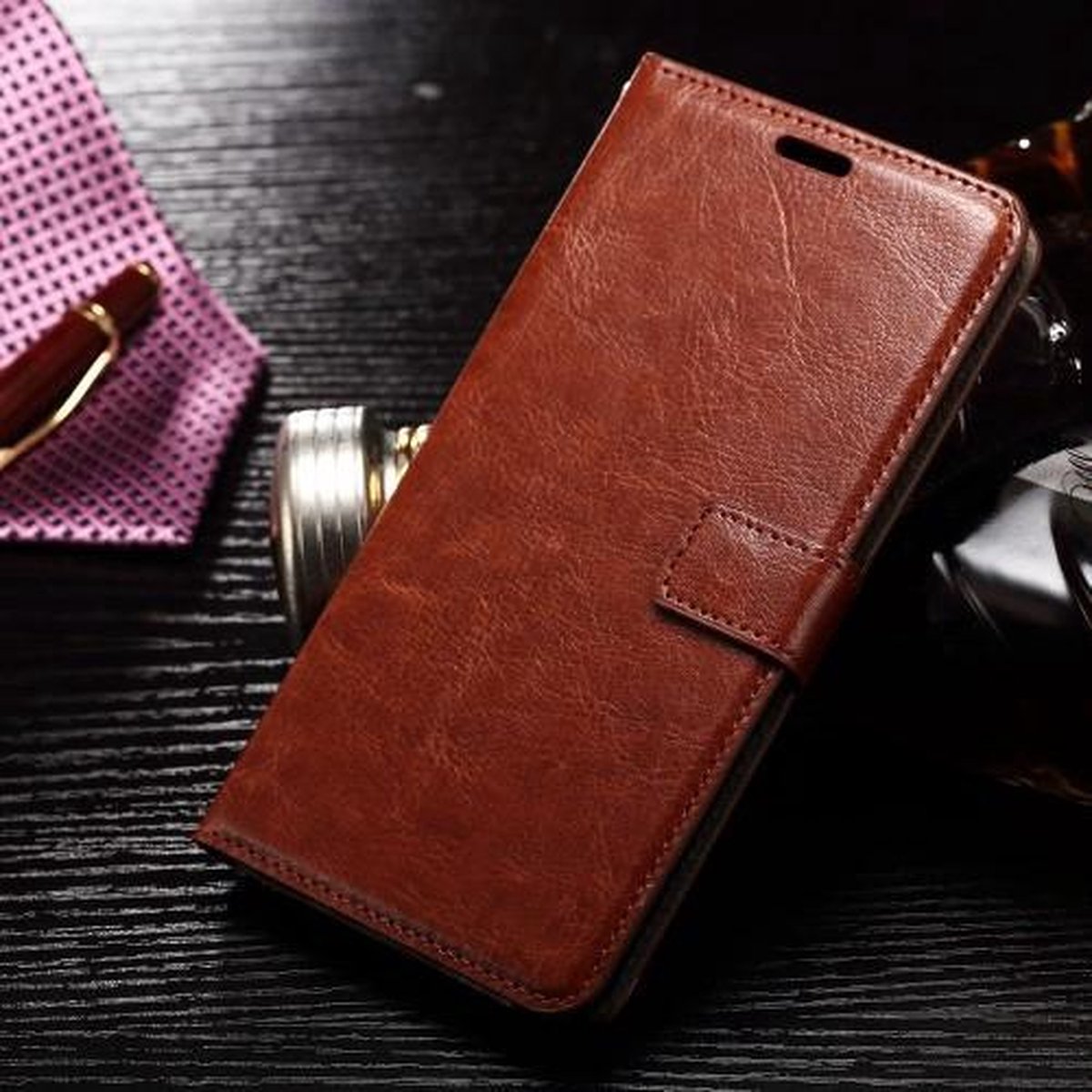 Cyclone Bruin wallet case hoesje Geschikt voor: iPhone 7 Plus