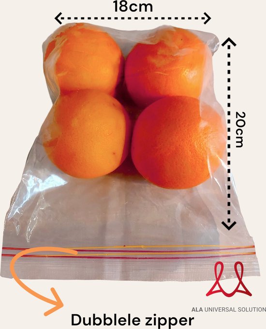 ALAPACK dubbele zipper gripzakjes - Herbruikbaar & hersluitbare zip lock zakjes / 40 Stuk / Medium / 18x20 cm. — afbeelding 3