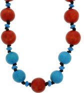 Behave Kralen ketting blauw rood hout 90 cm