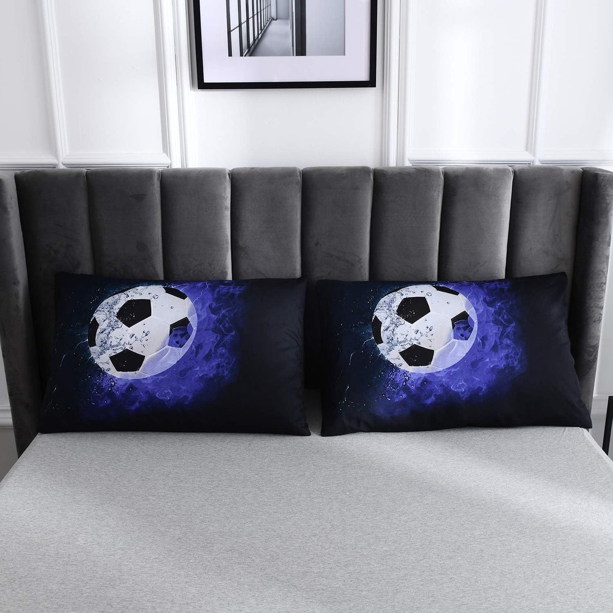 Voetbalkinderbeddengoed, 135 x 200 cm, 3D-voetbalmotief voor jongens