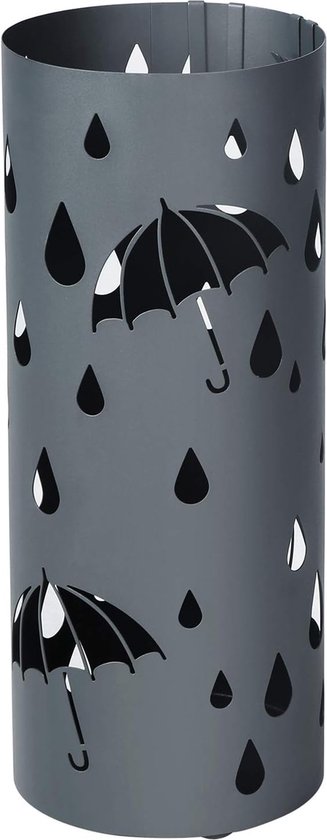 Paraplustandaard van metaal, ronde parasolstandaard, met wateropvangbak en haken, 49 x 19,5 cm (H x Ø), mat-antraciet