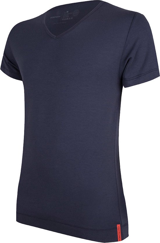 Undiemeister - T-shirt - T-shirt heren - Slim fit - Korte mouwen - Gemaakt van Mellowood - V-Hals - Storm Cloud (blauw) - Anti-transpirant - 3XL