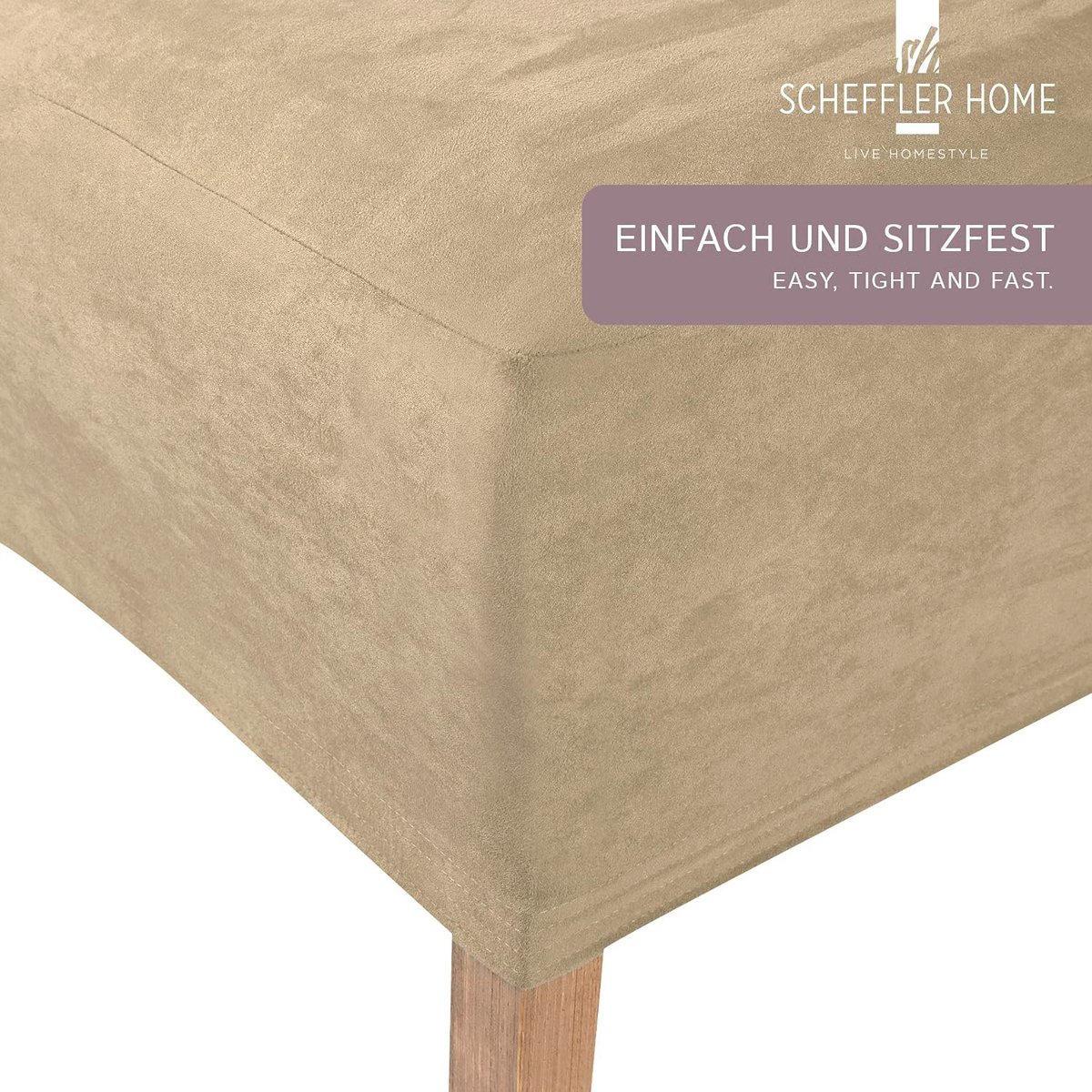 Stretch Stoelhoes Leon/Set van 4 Elastische SuÃ¨de Stoelhoes/Stoelbekleding