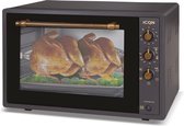 Bol.com Mini oven rustiek - Vrijstaand - 60 liter - Pizzaoven - Braadspit - Elektrische mini-oven - Zwart - Antraciet aanbieding