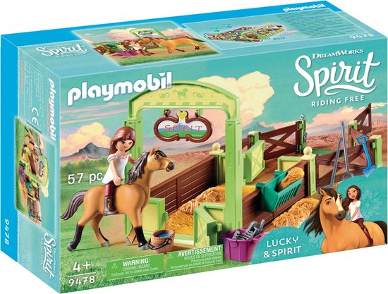 PLAYMOBIL Spirit Lucky & Spirit met paardenbox – 9478