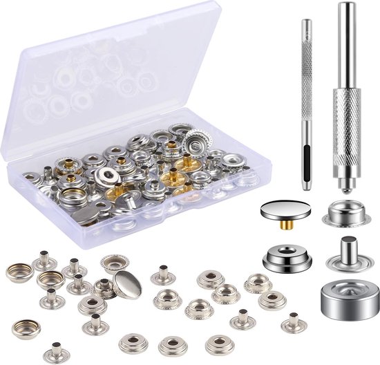 Foto: Press stud set 18 sets button tool metal copper press studs fixing tool kit for clothing leather craft jacket wallet handbag