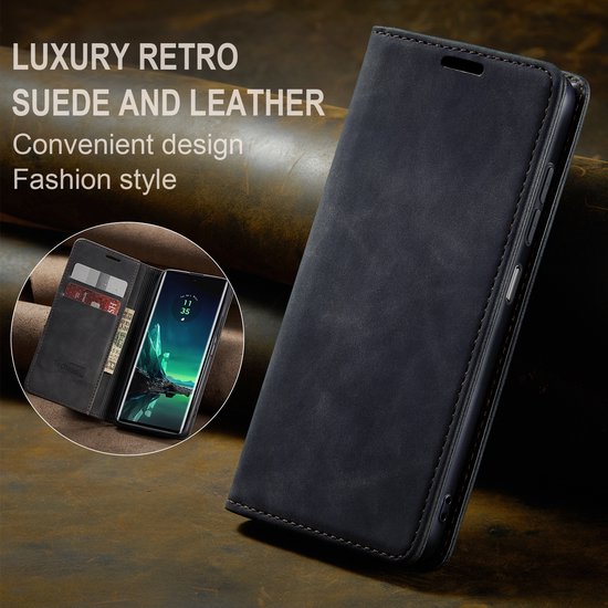 Motorola Edge 40 Neo Case - Book Case Cuir Slimline Zwart