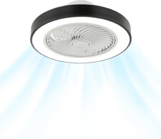 Klegu LumiVent – plafondventilator met verlichting - plafondlamp - ventilator - LED – 6 ventilatiestanden & 3 Lichtstanden - zwart
