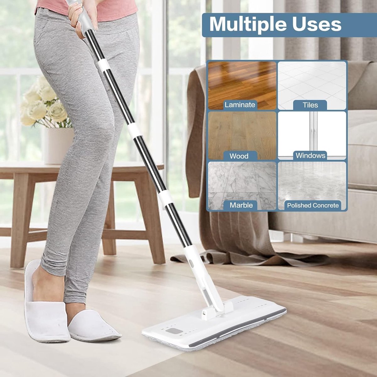 Masthome Nuevo Diseño OEM/ODM Mop de Microfibra Giratorio Plano con Cubo para Ta