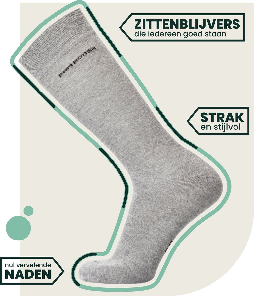 Bamboe Sokken | Anti-zweet Sokken | Naadloze Sokken | 4 Paar - Grijs | Maat: 46-47 | Merk: Bamboosa