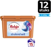 Robijn Wascapsules - 3-in-1 - Stralend Wit - 15 Stuks - Voordeelverpakking 12 stuks