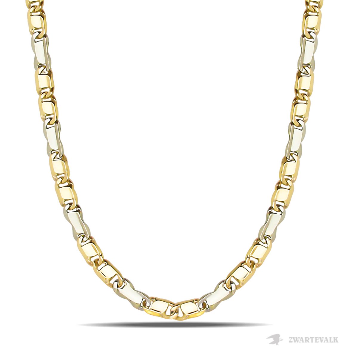 Juwelier Zwartevalk 14 karaat gouden bicolor ketting - BF 971/50cm
