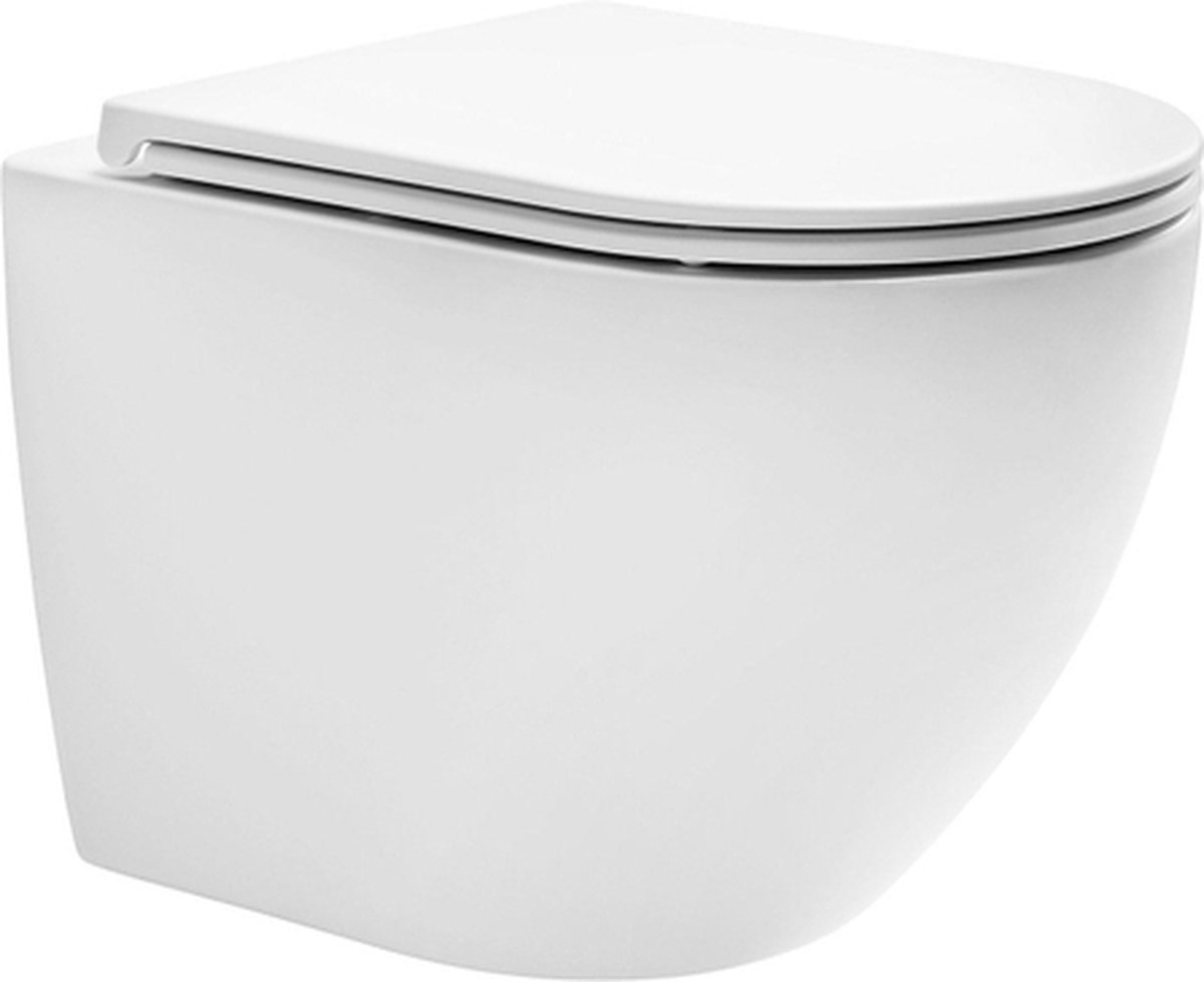 QeramiQ Cyclone Wandclosetpack - 37x52cm - diepspoel - cycloneflush - spoelrandloos - softclose zitting - glans wit