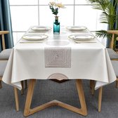 Wasdoek tafelkleed, plastic, weerbestendig, elegant, waterdicht, tafelzeil, rechthoekig, voor keuken (0-geometrie, 137 x 185 cm)
