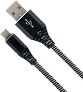 USB-C Kabels Oplaadkabel USB-C Kabel Gevlochten Nylon - USB C naar USB A Datakabel - Zwart/Wit - 2 meter