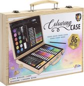 Boîte à dessin 86 pièces | boîte de créativité pour enfants - coloriage - maquillage - dessin - artisanat | Grafix