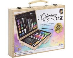 foto van Tekendoos 86pcs - Knutselpakketten - Knutselset en Kleurkoffer voor kinderen - Tekenen & Kleuren
