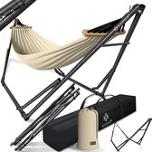 Bol.com KESSER® Hangmat Vill 120kg Draagvermogen voor Binnen & Buiten met Frame Metaal Opvouwbaar - Beige aanbieding