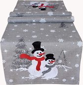 Tafelkleed met borduurwerk, sneeuwpoppen, tafelkleed, kerstdecoratie, kersttafelkleed, 85 x 85 cm