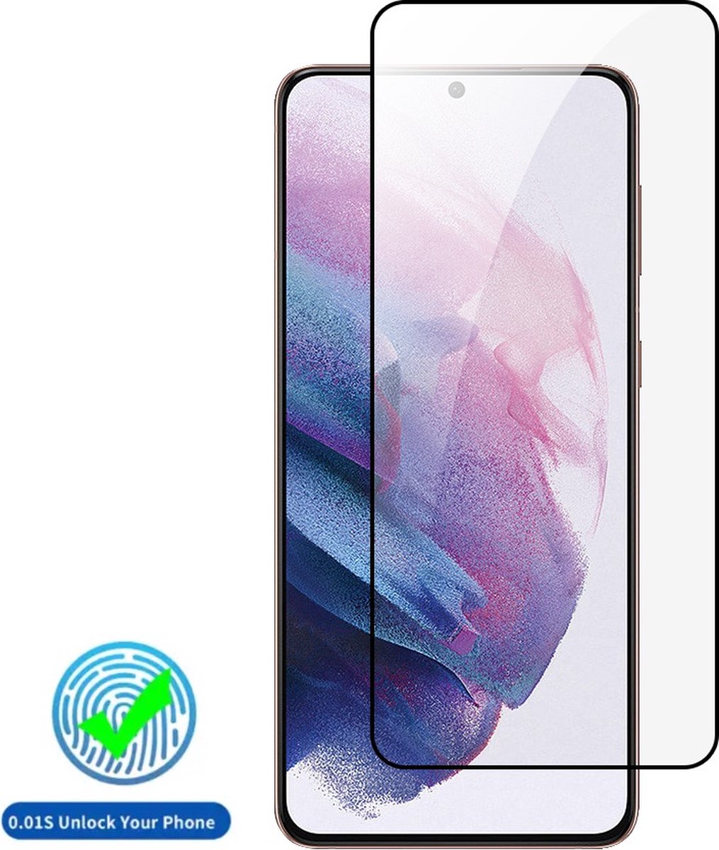 Screenprotector geschikt voor Samsung S21 Plus - Vingerscan Fingerprint Compatible Beschermglas Tempered Glass - Samsung Galaxy S21Plus Screen Protector Full Cover - Voor gebruik met Vingerscan