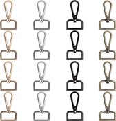 Belle Vous Geassorteerde Metalen Sleutelhanger Haken met D-Ring (16 Pak) – 26 mm – Swivel Klem Karabijnhaak – Kreeftklemmen voor Lanyard Klemmen, DIY Sieraden, Handtas, Beurs, Naaien en Hobby