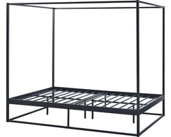 Hemelbed Kristianstad met bedbodem 140x200 cm zwart