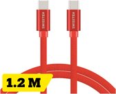 Swissten USB-C naar USB-C kabel voor o.a. Samsung, Apple iPhone 15 & iPad - 1.2M - Rood