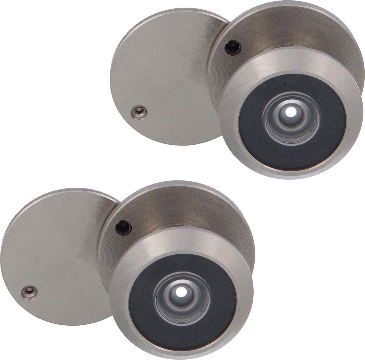 2x amig deurspion - messing - mat zilver - 160° zicht - voor deuren 15-25 mm