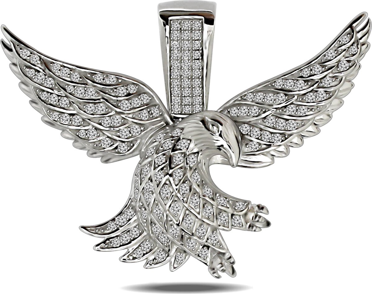 Juwelier Zwartevalk Zilveren (gerhodineerd) adelaar hanger - 24.035-GR