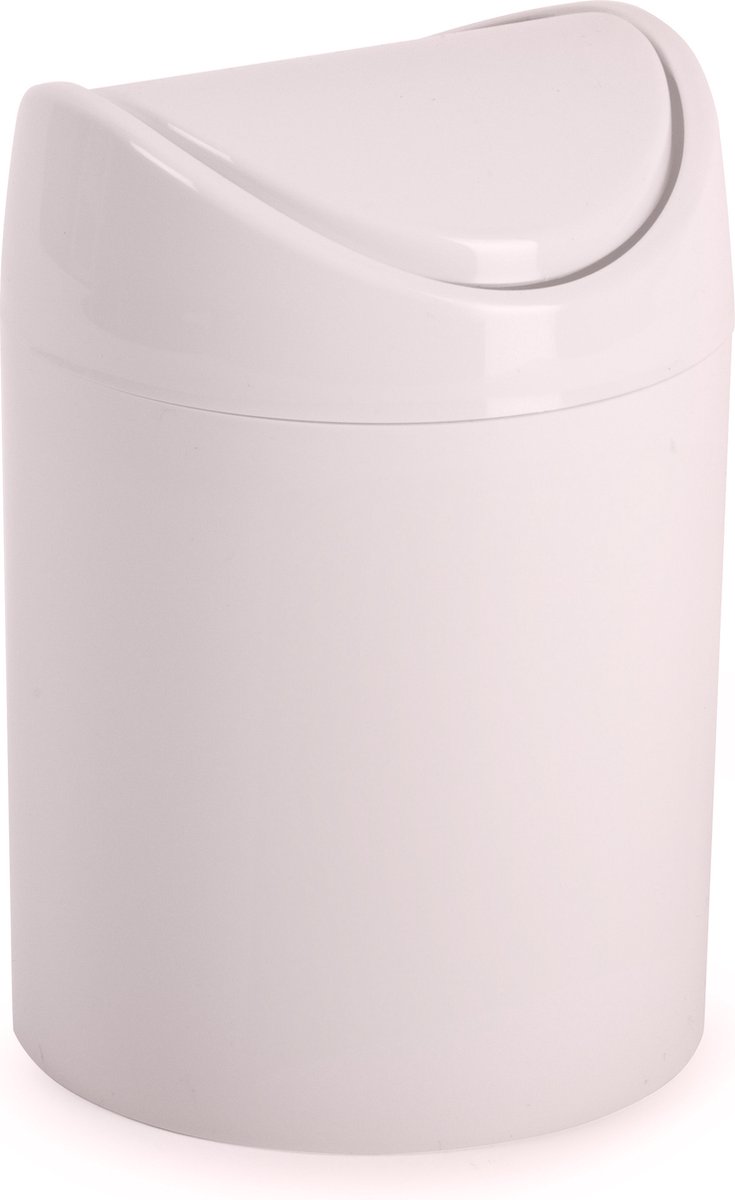 Goedkoopste Plasticforte Mini prullenbakje - roze - kunststof - met klepdeksel - keuken aanrecht/tafel model - 1,4L - 12 x 17 cm