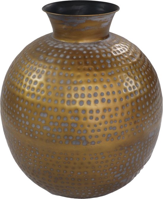 Plantenpot kopen? Check hier welke je plant exact nodig heeft 23 Pippa Vaas - ø40x45cm - Antiek Goud/Grijs - Metaal
