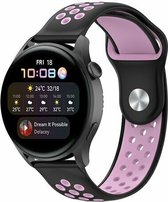 By Qubix 22mm - Sport Edition siliconen band - Zwart + roze - Huawei Watch GT 2 - GT 3 - GT 4 (46mm) - Huawei Watch GT 2 Pro - GT 3 Pro (46mm)