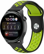 By Qubix 22mm - Sport Edition siliconen band - Zwart + groen - Huawei Watch GT 2 - GT 3 - GT 4 (46mm) - Huawei Watch GT 2 Pro - GT 3 Pro (46mm)