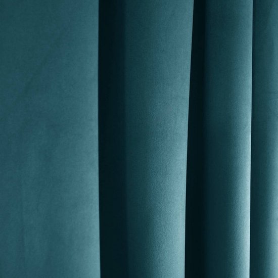 Glow Thuis – Verduisterend Fluwelen Gordijn 140x250 cm – Bregje Blauw – 70% Lichtdicht – Kant en Klaar – Plooiband – 1 Stuk