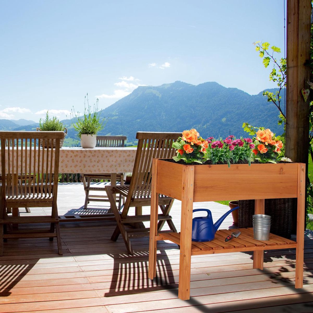 Relaxdays moestuinbak hout - kweekbak - voor balkon - moestuintafel - terras - kruidentuin |