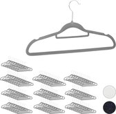 Relaxdays kledinghangers set - broekhanger - klerenhangers met stropdashouder - antislip - Grijs, Pak van 100