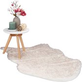 relaxdays Vloerkleed schapenvacht - imitatie schapenvacht - schapenvacht kleed - wit-rosé 70x120cm