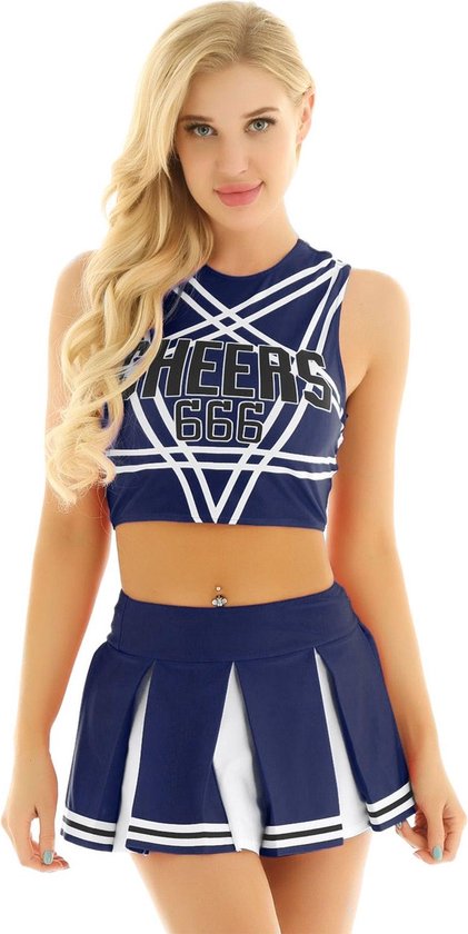 Sissy cheerleader kostuum - Stijl 1 - Dark blue/One-Size fits all sissies!