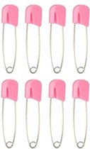 8 veiligheidsspelden met kap - rose - spelden 55mm - safety pins - baby pink - roze