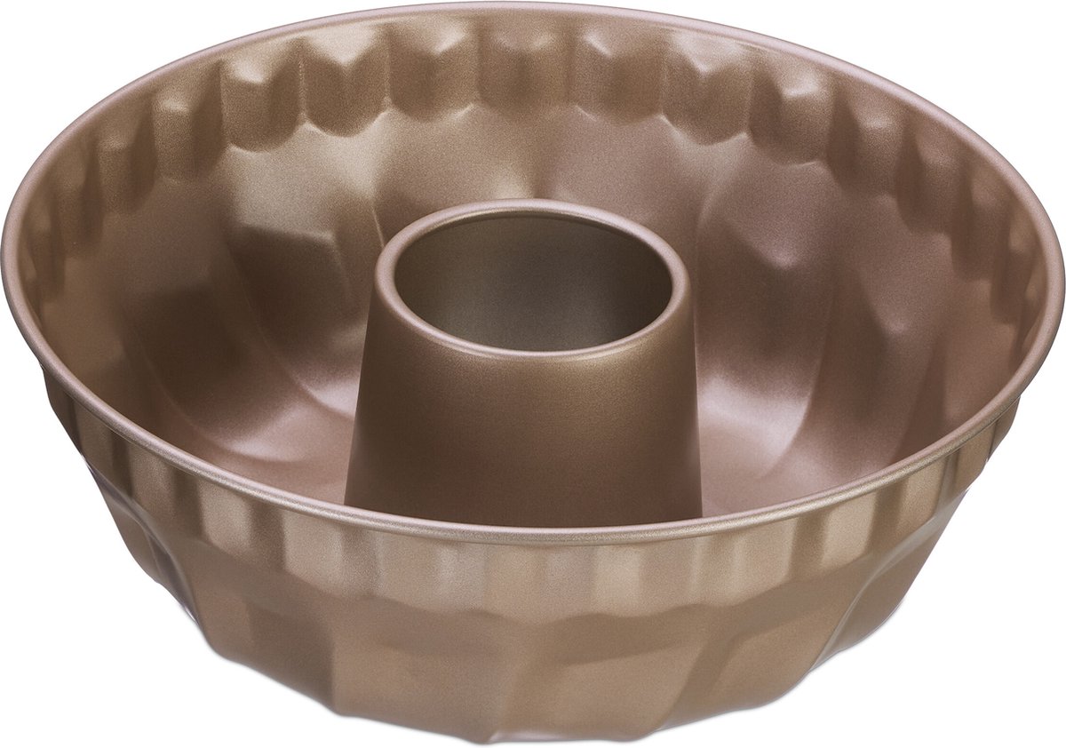 Relaxdays tulband bakvorm - cakevorm - metallic - 25 cm - antiaanbaklaag - ring - staal