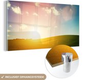 MuchoWow® Glasschilderij 40x20 cm - Schilderij acrylglas - Gloed bij een zonsondergang - Foto op glas - Schilderijen