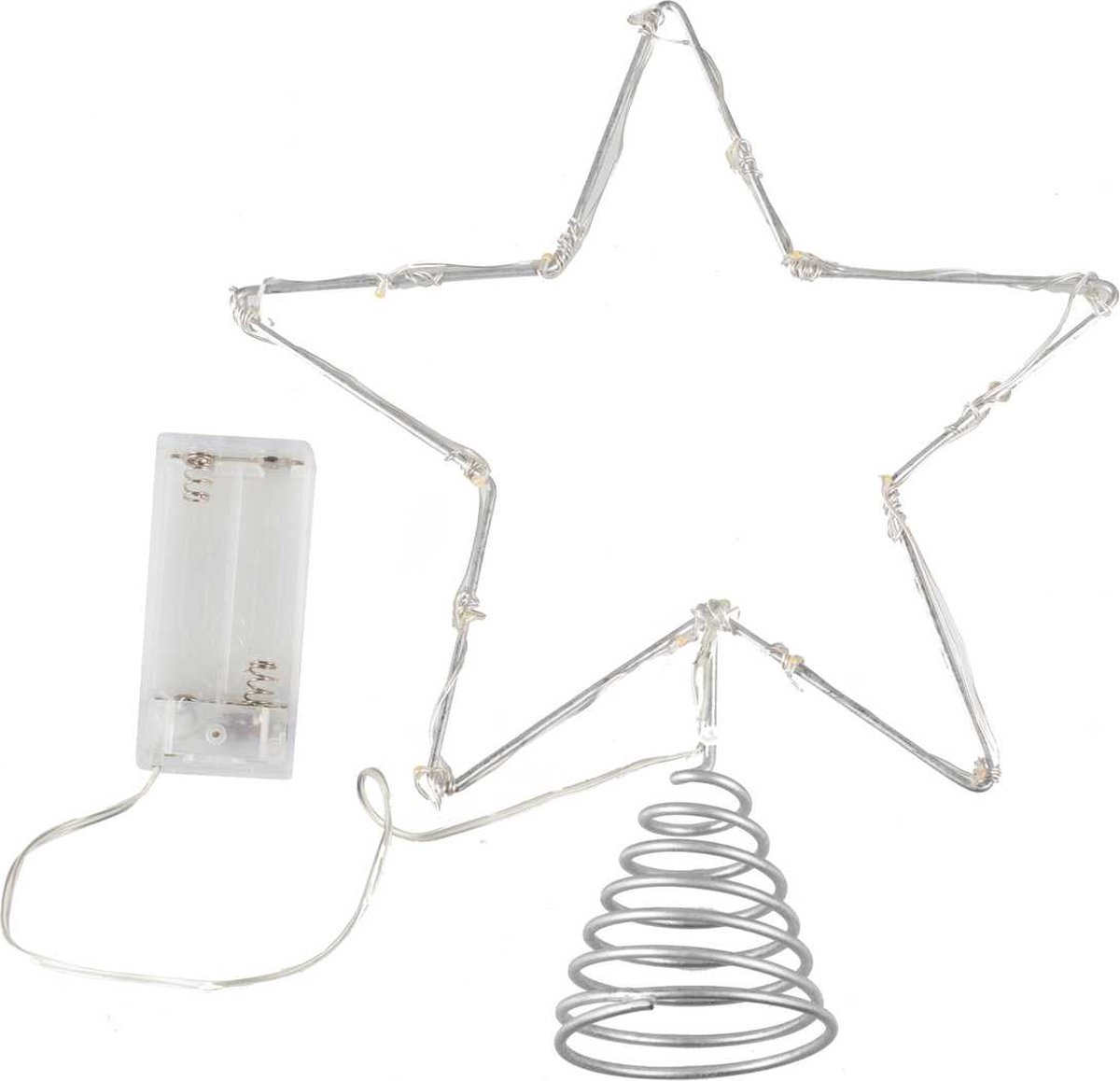 Moderne zilveren kerstboom piek met verlichting van Ginger Ray.