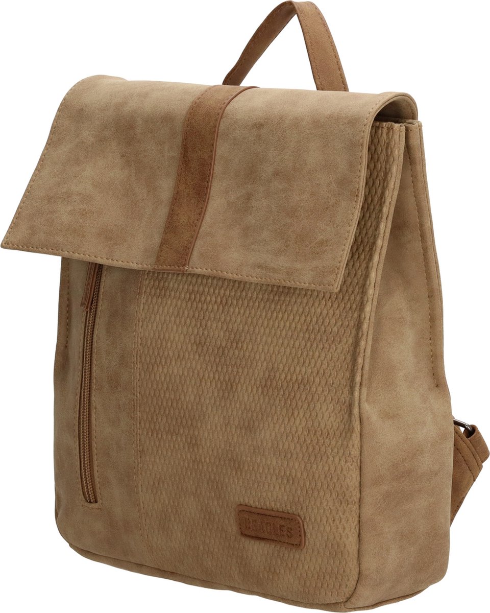 Beagles Brunete Rugzak Rugtas Leatherlook Handig Model Medium Ritsvakken - Taupe