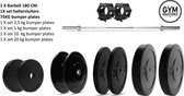 Voordeelset (90KG) | Halterstang met gewichten - 180cm / 15kg barbell + 75kg bumper plates + set lock jaws - gym masters