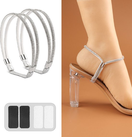 Verstelbare schoenband - Voetriem voor vrouwenschoenen - Diamanten Schoenveter - Zilver Wit